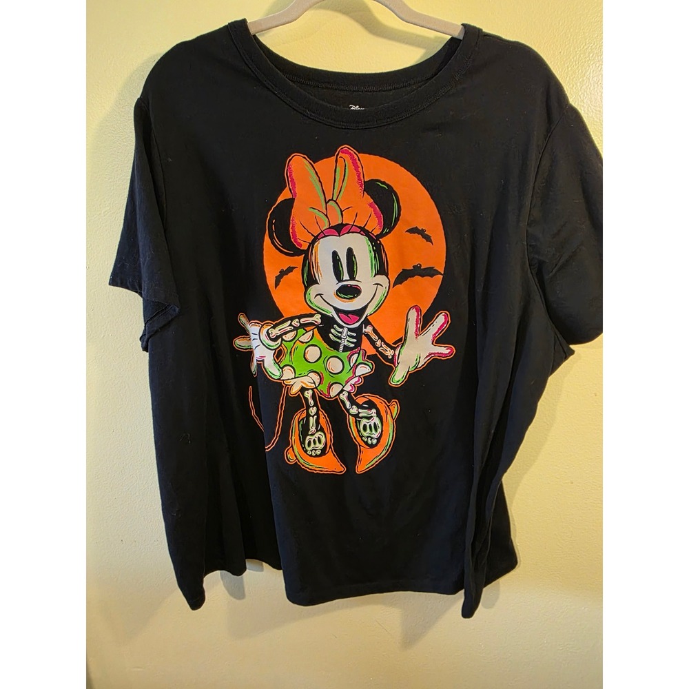 Disney 100 Minnie Mouse Skeleton Halloween Graphic T-Shirt Black 3X Womens